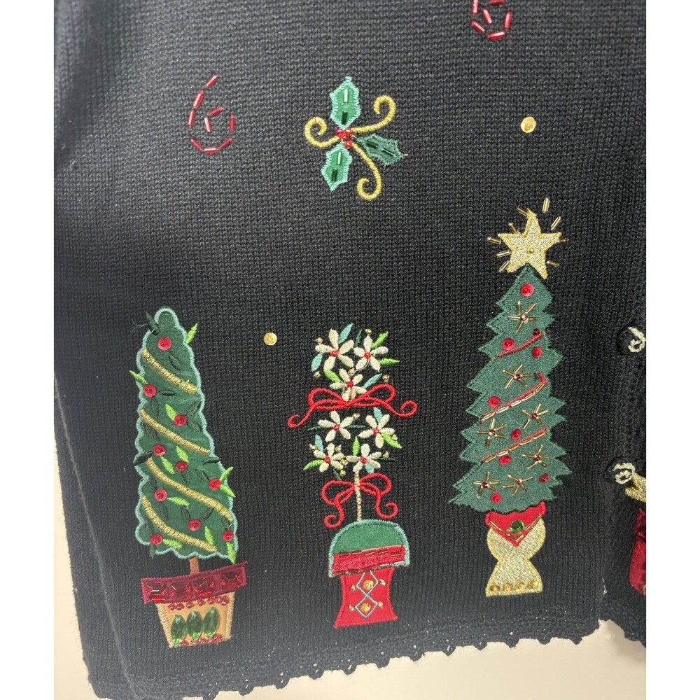 Vintage‎ Heirloom Collectibles 2004 Christmas Embroidered Cardigan Sweater XL - Picture 4 of 5